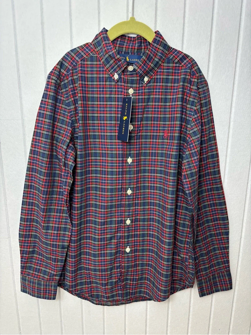 Ralph Lauren BOY Red & Blue Plaid Button-Down Shirt Size M (10-12)